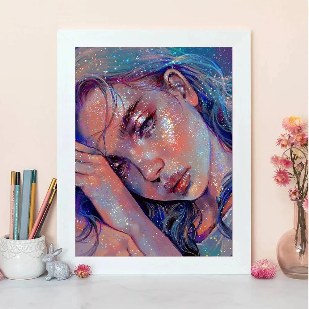 

Diy Алмазная картина Девушка Фэнтези Полный квадратный/круглый Алмазная мозаика Вышивка Женский портрет Домашний декор