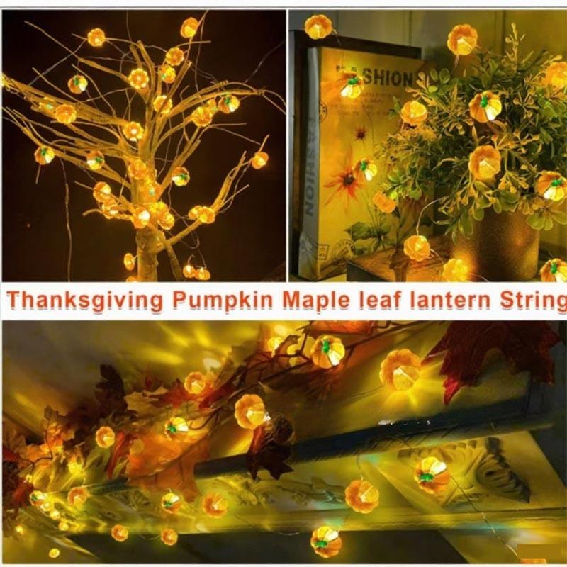 1/2pc 1M 10 LED Halloween Pumpkin Copper Wire String Lights DIY Fairy Lamp Battery Powered for Home Bedroom Halloween Party Deco