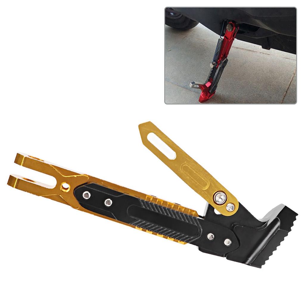 Motorcycle Aluminum Alloy Adjustable Kickstand Foot Side Stand Tripod Holder (Golden)