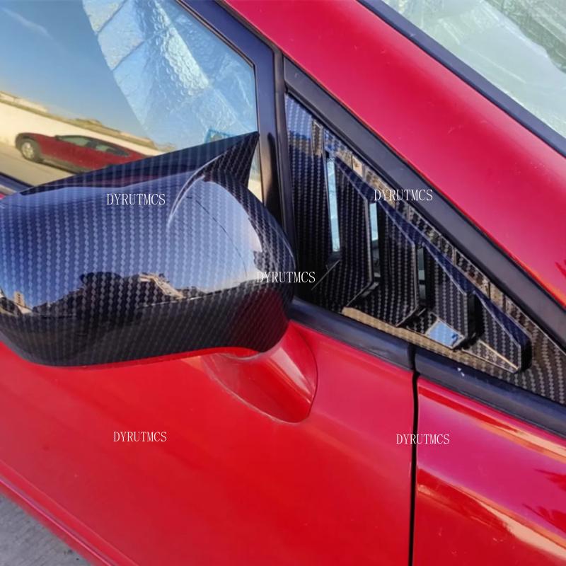 For Honda Civic Sedan 8th 2006-2010 Carbon Car Front Triangle Window Louver Side Shutter Blind Shades Cover Trim Sticker Vent