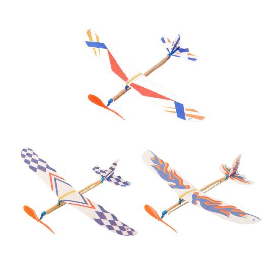 3Pcs Rubber Band Powered Aircraft Model Lightweight Kids Educational Throwing Glider Airplane Toddlers Boys Girls Outdoor Flying Plane Toy