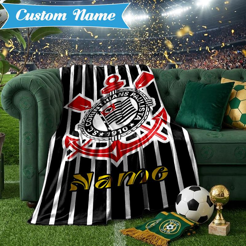 Custom Name Corinthians Team Crest Blanket Lightweight Ideal Bedding Blanket Perfect for Travel, Camping, Living Rooms, Sofas, Christmas gift