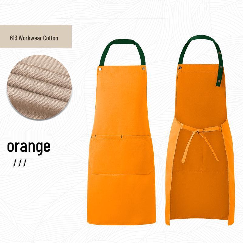 

Waterproof Oil-Proof Unisex Kitchen Apron with Logo Print for Cooking and Dishwashing помаранчевий