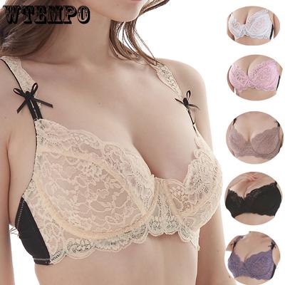 Seksowny koronkowy biustonosz dla kobiet Push Up Crop Top bielizna Plus Size bielizna BH Backless kobieta ABCDE Cup Bralette biustonosz