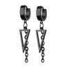 WKOUD 2023 New Black Punk Stainless Steel Women Men Hoop Earrings Small Trendy Round Cross Pendants Jewelry Accessories Gifts