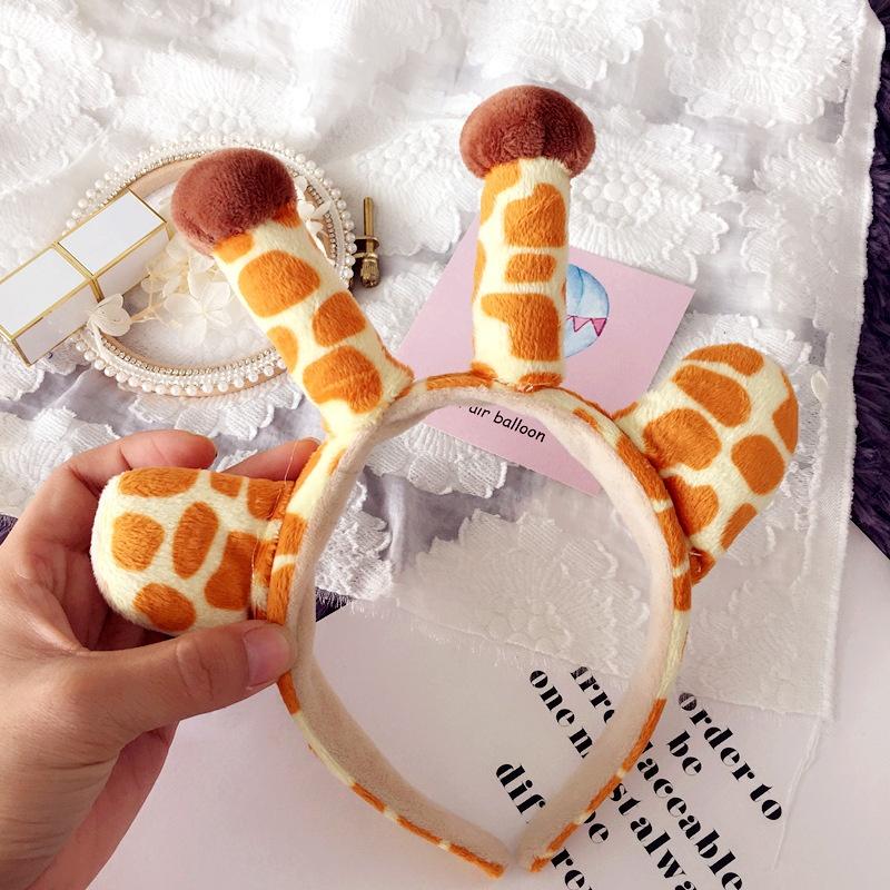 

Детская повязка на голову в виде рогов, обруч для волос с маленьким оленем, аксессуары для волос для детей, шерстяной шарик, повязка на голову с цветком жёлтый