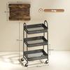 3 Tier Kitchen Storage Trolley With On Wheels Cover Top Board   Rustic Brown And Black