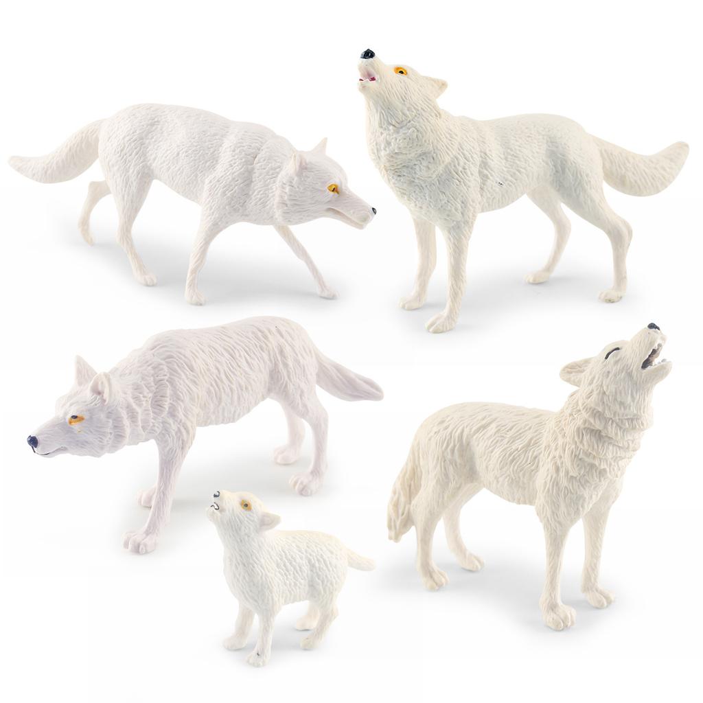 Simulation Static Forest Animal White Wolf Model Wolf Cub Arctic Wolf Growling Wolf Static Ornament Set Toy