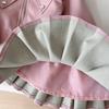 Girls' Spring/Fall PU Leather Set - Korean-Style Biker Jacket + Pleated Skirt Solid Color Simple Two-Piece Set