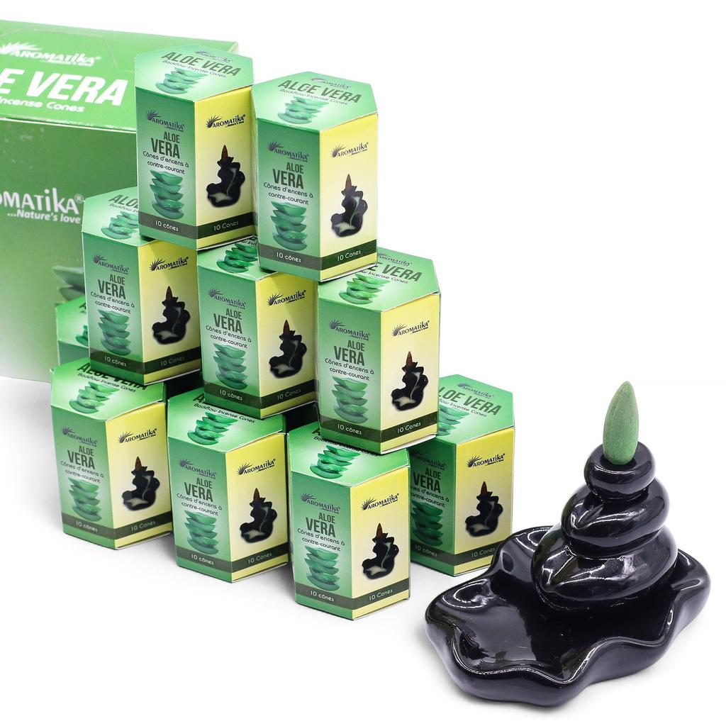6x Backflow Incense Cones Aloe Vera, 10 Pack