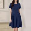 ZANZEA Women Casual Round Neck Solid Color Short Sleeve Dress