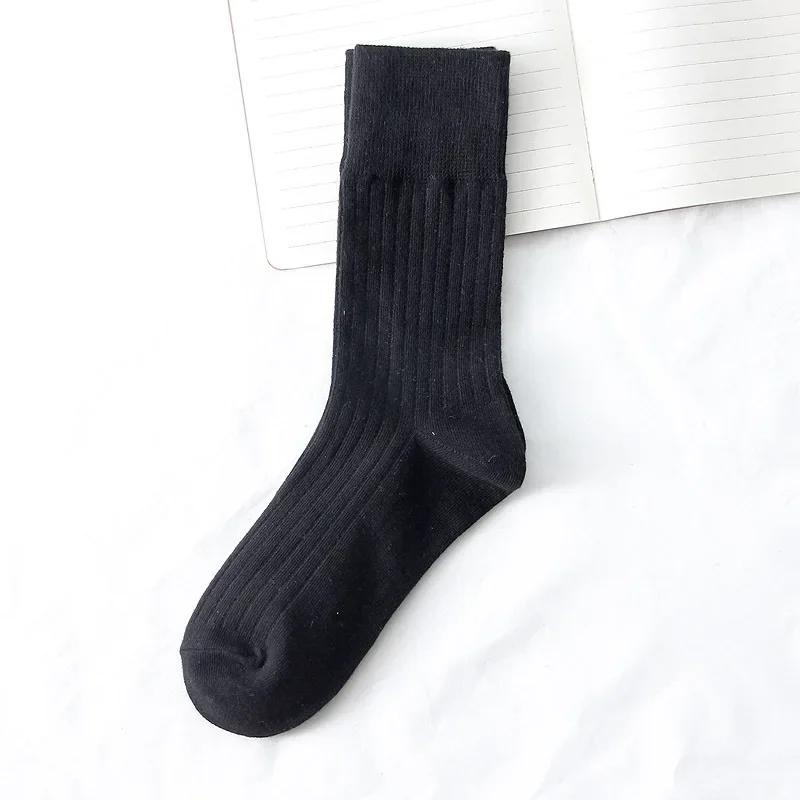 Cotton Knitting Women Socks Fashion Harajuku Retro Lady Girls Loose Long Socks Spring Autumn Solid Color Casual Soft High Socks