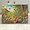 2D 2D Flachdruck Natur Garten Kulisse, Bienen, Schmetterlinge und Marienkäfer Wanddekoration