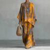 New round neck bat sleeve printed loose set bohemian lazy casual two-piece set