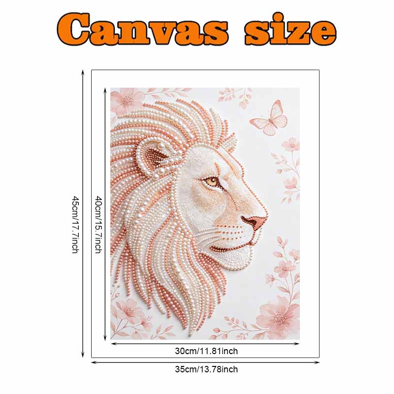 Pearl Art Painting Home Wall Decor White Lion Floral Pearl Gemstone Painting Picture Crafts Adult/Beginner Gift Creative Home Decor Unframed