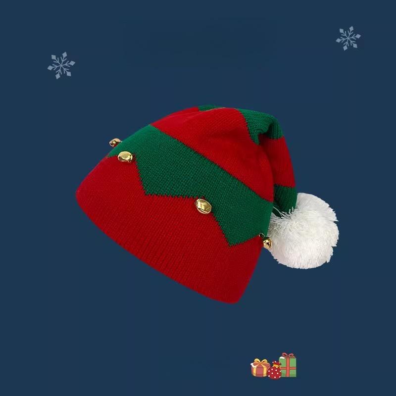 Red Christmas Knit Parent-Child Pom-Pom Hat