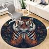1pc Tiger Print Carpet, Round Non Slip Durable Large Size Office Carpet, Suitable for Office
