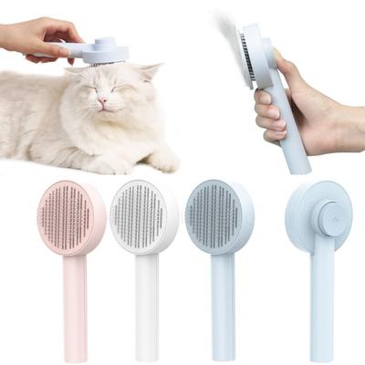 Peigne rond à aiguilles pour animaux de compagnie Brosse pour chat Brosse pour enlever les poils Chien et chat Peigne pour animaux de compagnie Auto-nettoyant Brosses de massage pour animaux Fournitures de toilettage