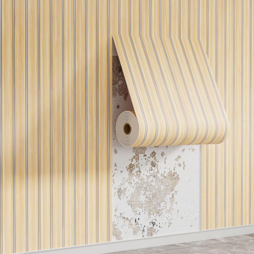 Waterproof Wood Grain Self-Adhesive Faux Lattice Wall Sticker for Living Room
