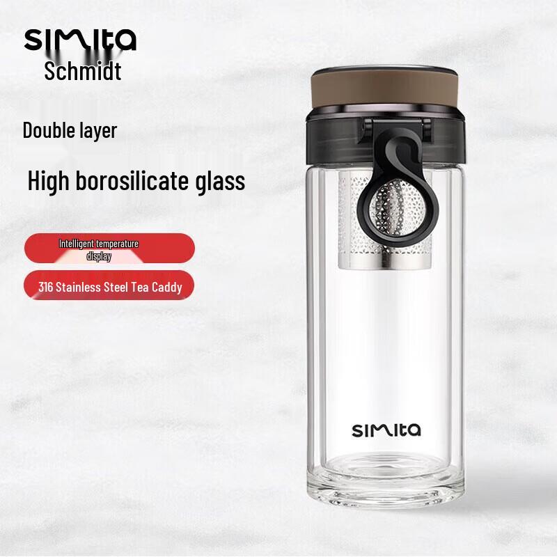 Simita Smart Temperature Double-Layer Tea Infuser Glass Cup