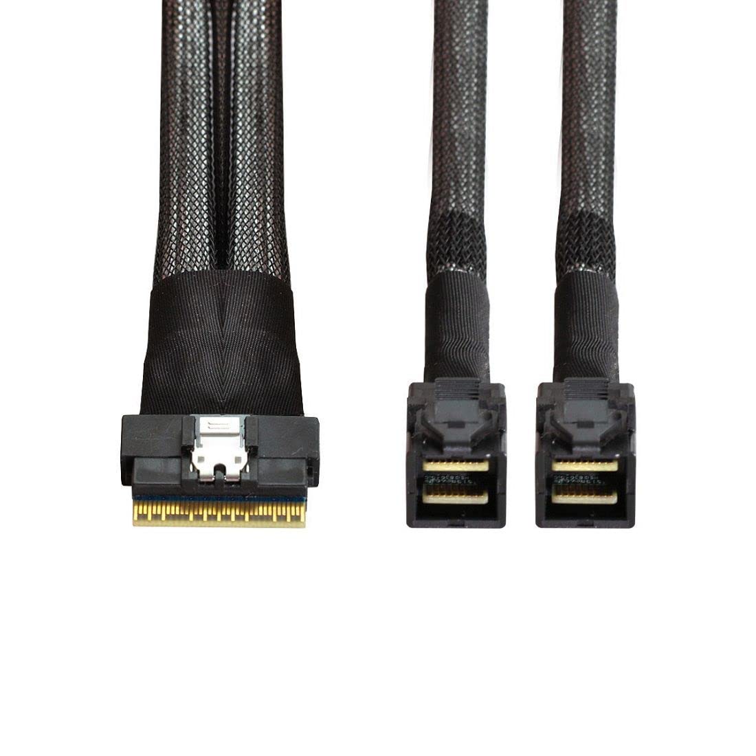 

chenyang CY 8i Ультрапортативний Тонкий SAS Тонкий до Подвійного 4i Mini SAS HD Кабель SFF-8654 74-контактний PCI-E 4.0 SFF-8643 PCI-Express чорний