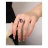 Adjustable Open Ring Women Men Vintage Copper With Purple Zircon Faceted Gemstone Heart Rhombus Design