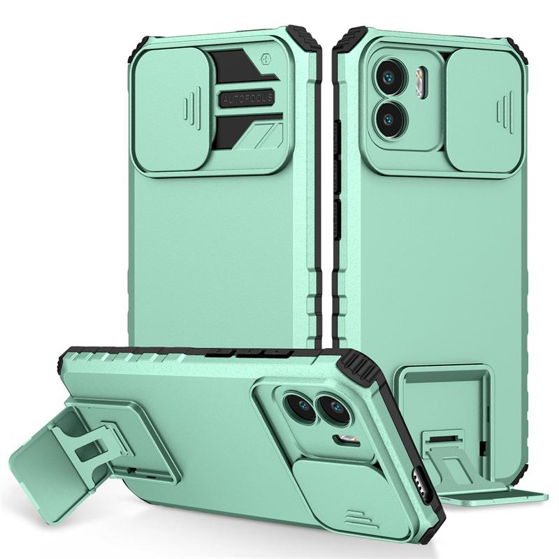 For Xiaomi Redmi A1 Case Slide Camera Protection Kickstand Holder Phone Cases For Redmi A1 A 1 RedmiA1 1A 6.52 Armor Back Cover