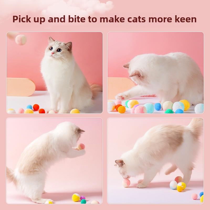 New Cat Toy Silent Ball Self-hi To Relieve Boredom Cat Cat Toy Plush Elastic Ball Bite-resistant Cat Teaser Stick Cat Supplies