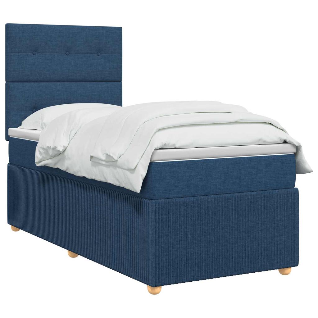 Box Spring Bed with Mattress and Headboard Blue 80 x 200 cm Fabric