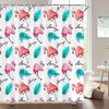 Flamingo Shower Curtain Fabric Waterproof Polyester Bathroom Curtains Pink Birds With Hooks 240X180 Decoration Bath Screen