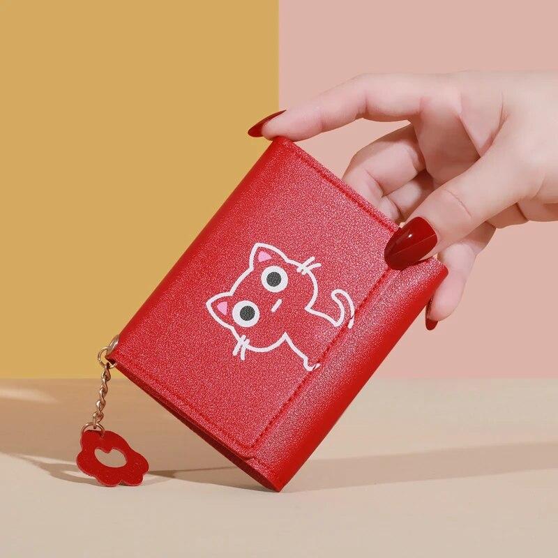Small Wallet Female Cat Short Fold Personalized Student Cute Mini Fashion Wallet Zero Wallet