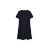 Fila Logo Casual Commuter Long Knit Polo Short Sleeve Dress Women Dresses Legendary-Blue F11W331310F-NV