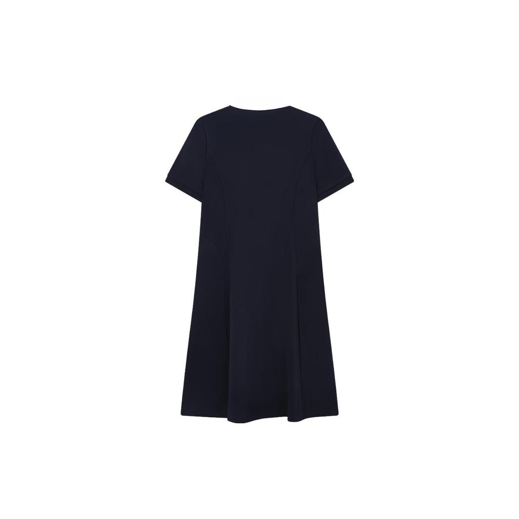 Fila Logo Casual Commuter Long Knit Polo Short Sleeve Dress Women Dresses Legendary-Blue F11W331310F-NV