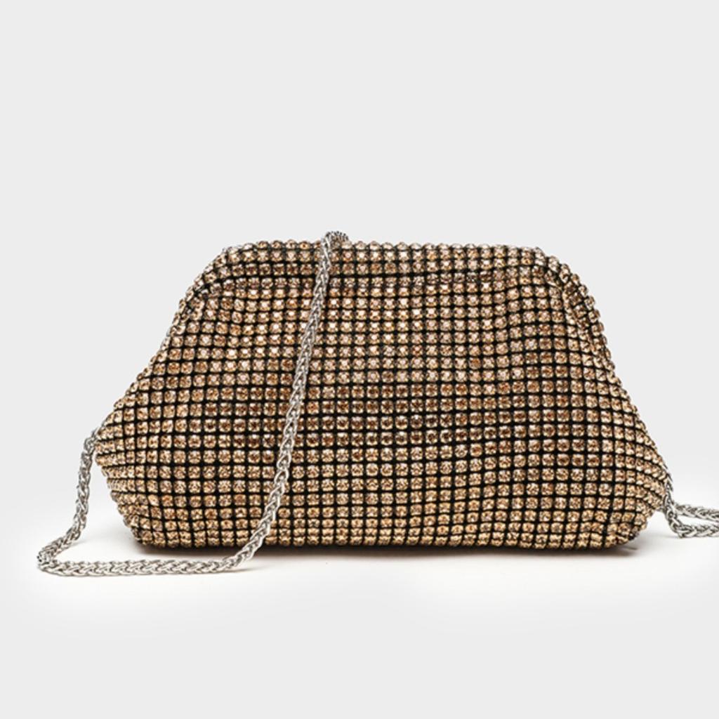 Clear Water Diamond Bag, Women'S Dinner Bag, Full Of Diamonds, Hand Clamp, Underarm Bag, Diamond-Encrusted Single Shoulder Flash Diamond Oblique Span
