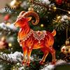 Decorative Home Decoration 2D Acrylic Goat Christmas Tree Pendant, Keychain Bag Charm, Cute Sheep Rearview Holiday Party Decor Mirror Hanging Ornament