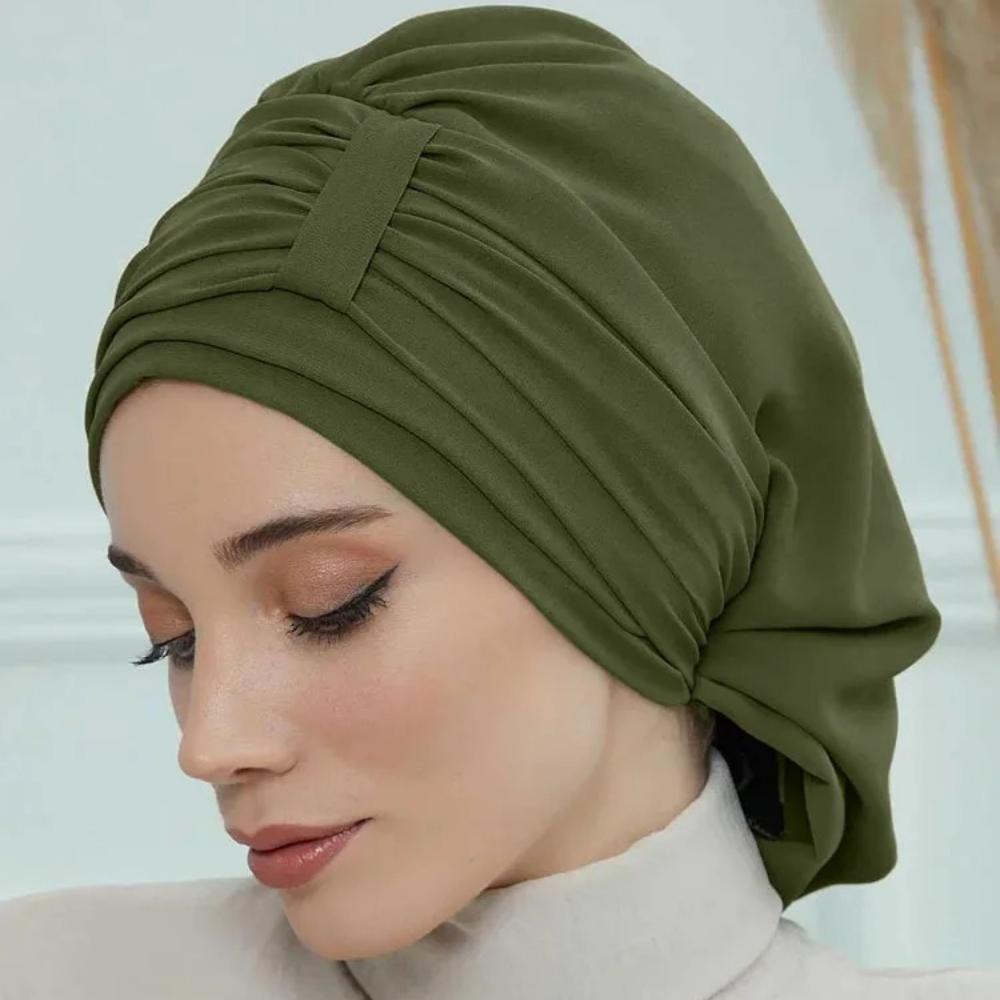 Muslim Instant Turban Pure Color Stretch Inner Hat Hijabs for Caps Ready To Wear Women Head Scarf Under Bonnet