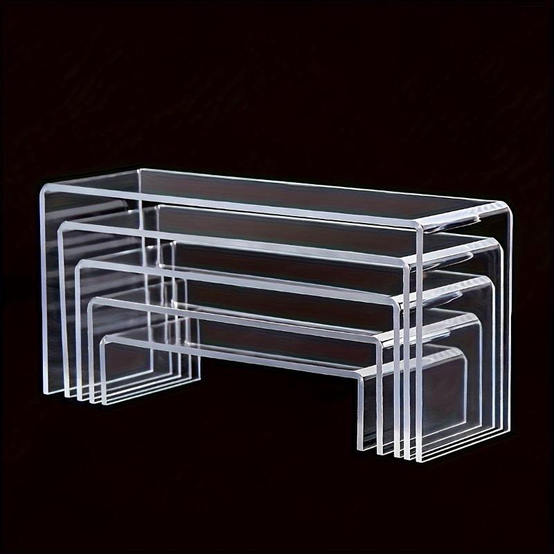 5pcs Acrylic U-Shaped Step Display Stands Clear Tiered Cupcake Pastry Riser Jewelry Display Riser Shelf Showcase Figure Display