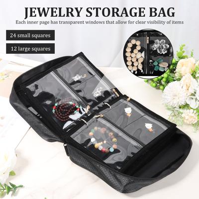 Étui Organisateur de Bijoux de Voyage Sac à Bijoux Livre Classeur de Rangement pour Bijoux avec Fermeture Éclair Pochette en Velours pour Boucles d'Oreilles de Voyage