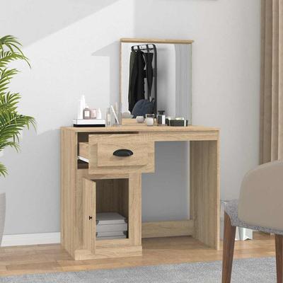 Makeup Table with Mirror Sonoma Oak 90 X 50 X 132.5 Cm