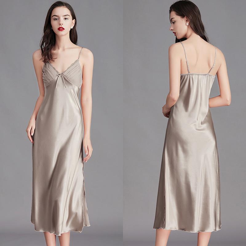 Yaoting Plus Size Ice Silk Camisole Nightdress for Women - Sexy Summer Loungewear CQ311