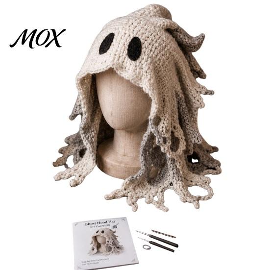 Animal Hat Knitting Set Hood Crochet Kit, DIY Earflap Learn to Kit Cute Craft for Beginners, Handmade Winter Headwear Complete Yarn