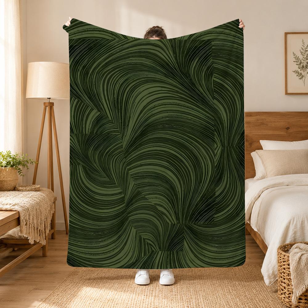 Bohemia Green Bohemian Wall Art Throw 240G Flannel Blanket, Suitable For Sofas, Beds, Offices, Exquisite Gift Blankets