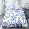 Shadow Blue Birds Floral Duvet Cover Set UK Single Double Queen US Twin Full King Size Pkm Bed Linen Set