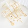 6pcs/3pcs Vintage Elegant Fashion Multi-Element Portrait Coin Cross Lock OT Buckle Pendant Hollow Chain Layered Necklace Set New
