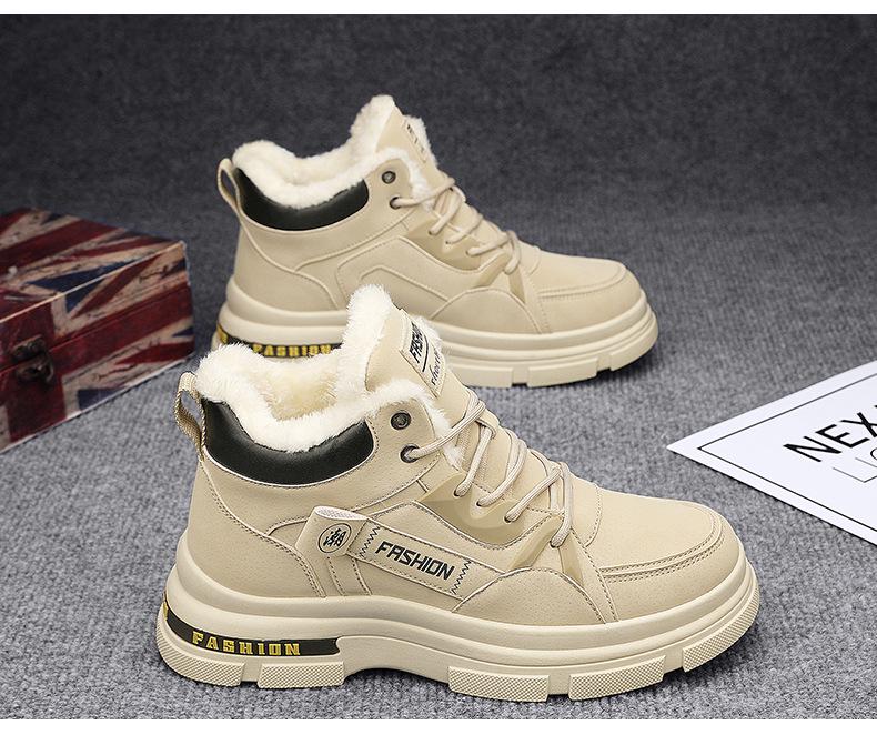 Men's Velvet-Lined High-Top Snow Boots - Warm Outdoor Winter Sports Martin Boots