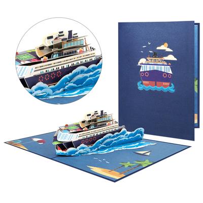 Cartões comemorativos Tema de navio de cruzeiro em alto mar Presente PopUp Cartões Decorações Adesivos Cartão comemorativo