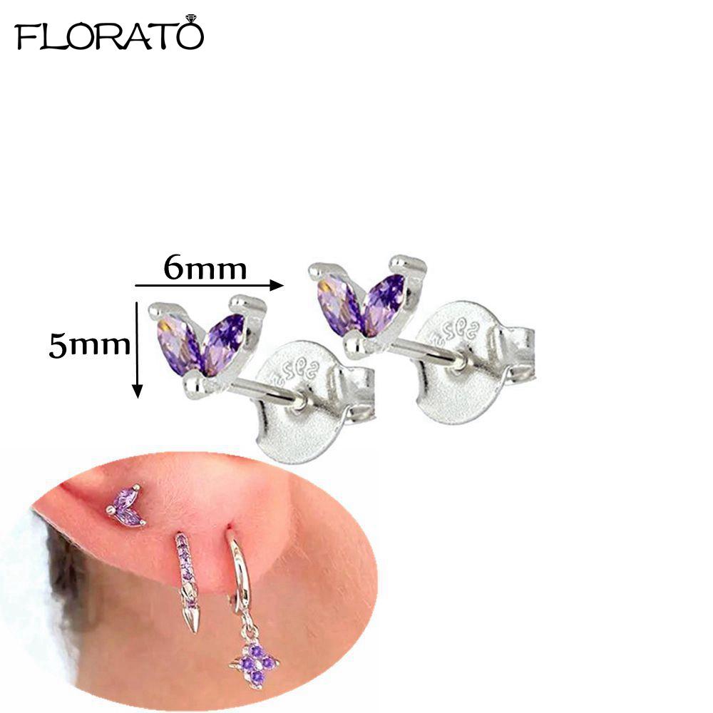 925 Silver Needle Elegant Purple Earrings Exquisite Small Hoop Earrings for Women Fashion Puncture Jewelry Accessories
