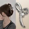 Pinza a morsetto in metallo ad alto livello con fiocco per capelli 2024 per donna: Pinza per Capelli a Forma di Squalo, Grande, Elegante, Stile Freddo, per la Nuca