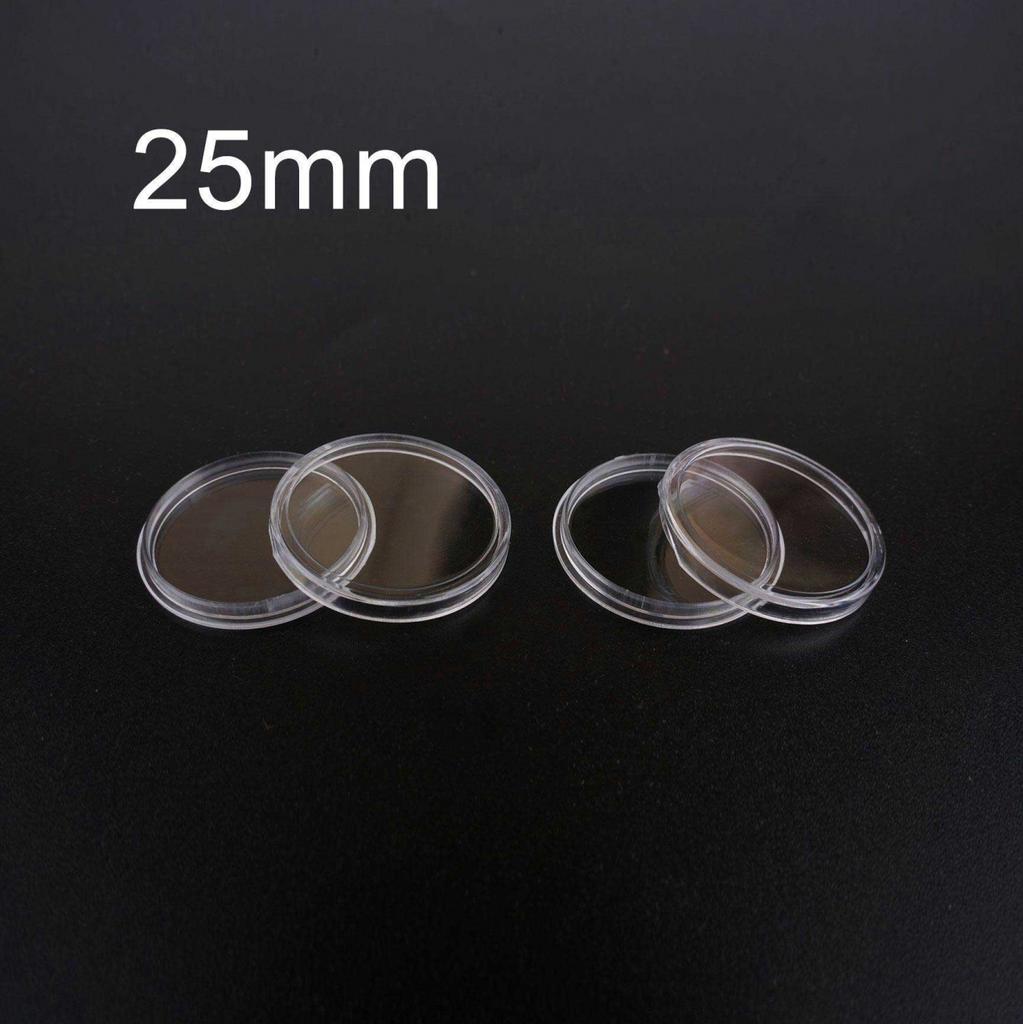 100x. Transparent Coin Capsules Coin Case Holders 25mm Container Storage Box New