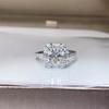 Luxury Courtyard-Style 2-Carat Asscher D Color Moissanite Ring for Women